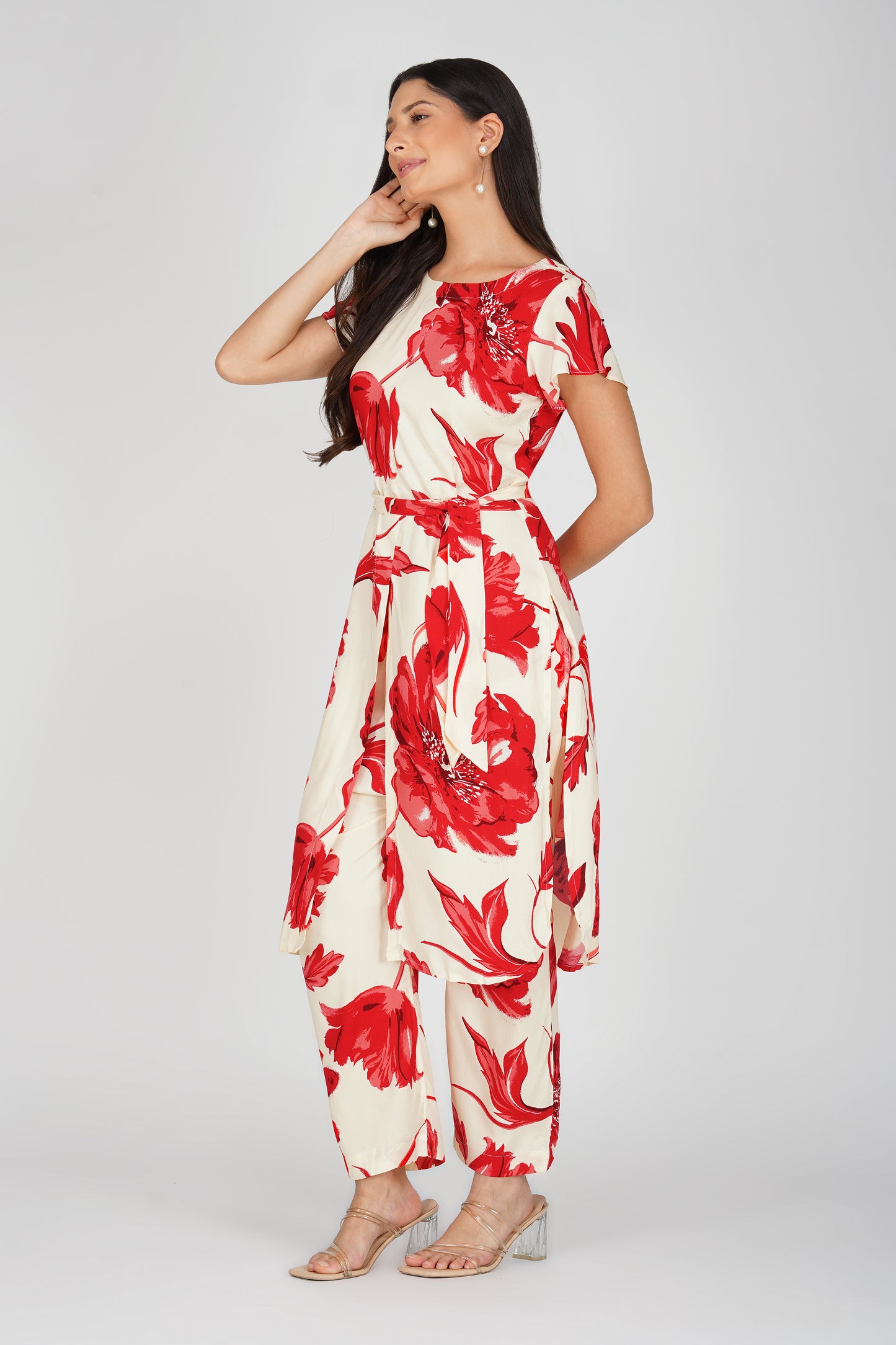 Eleven™ | Red & Ivory Floral Co-ord Set