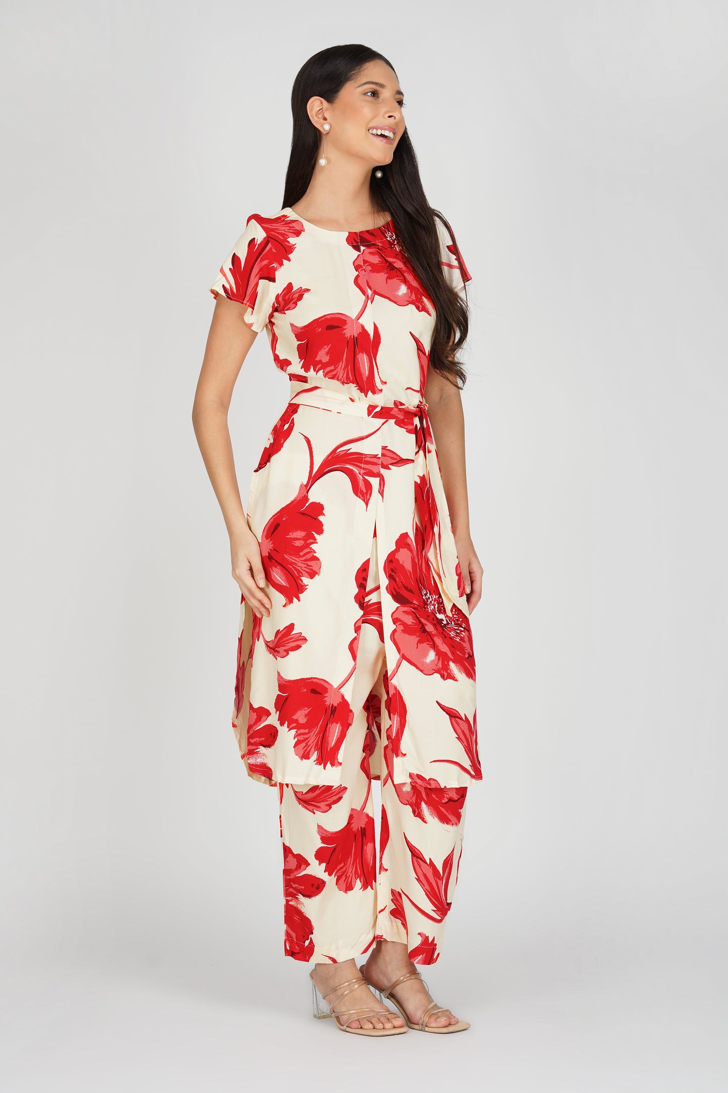 Eleven™ | Red & Ivory Floral Co-ord Set