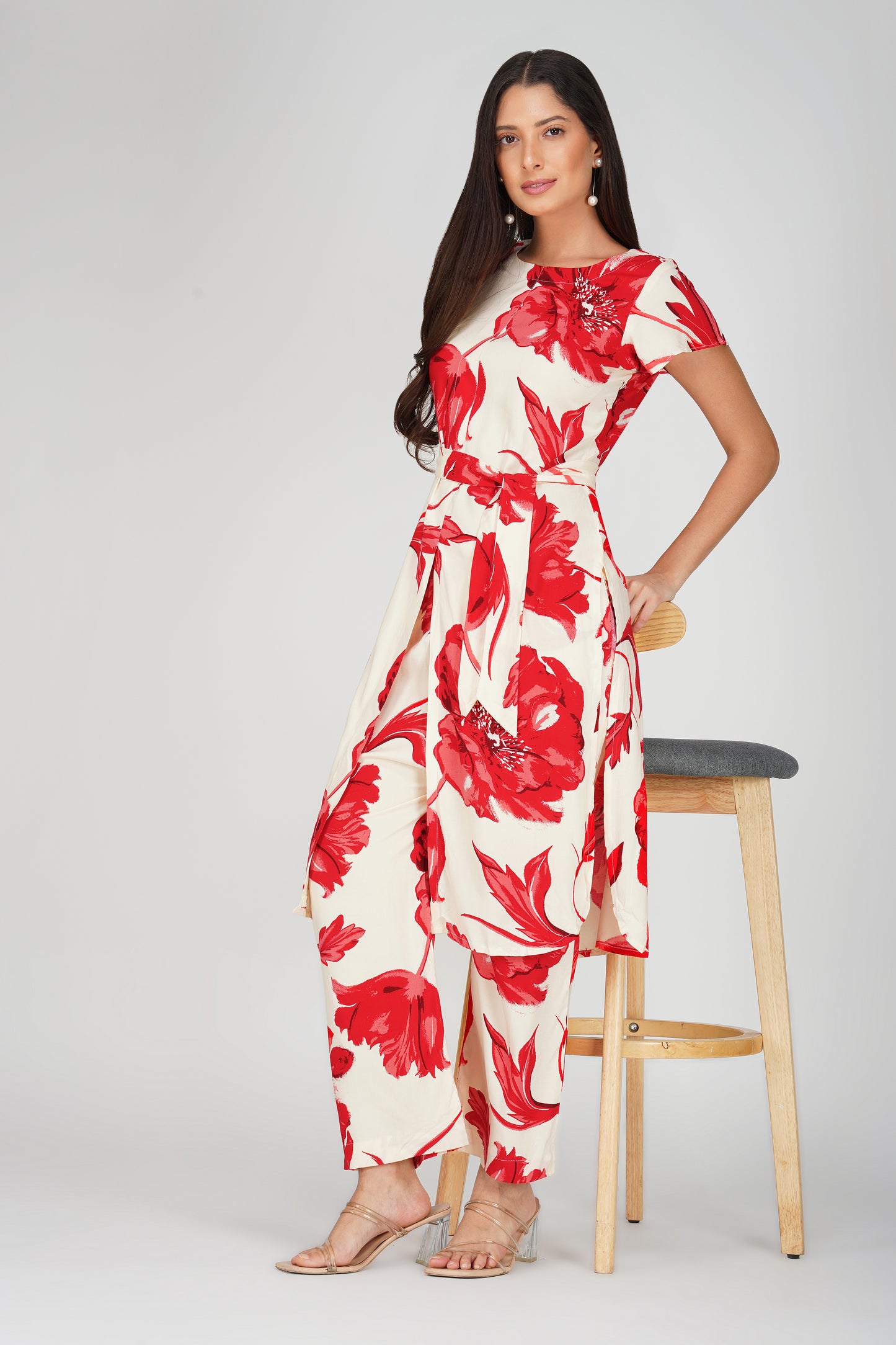 Eleven™ | Red & Ivory Floral Co-ord Set