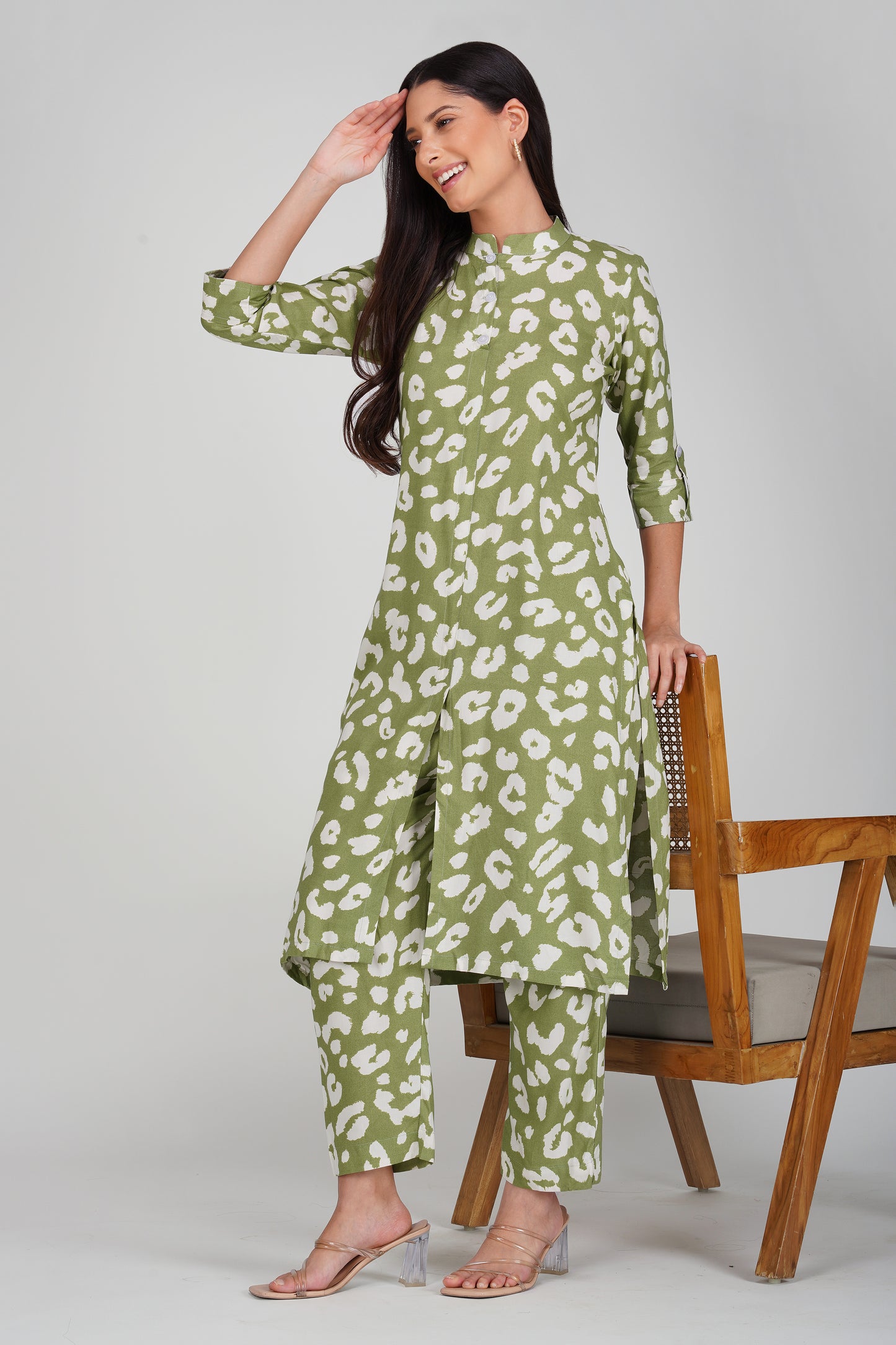 Eleven™ | Olive Green Animal Print Co-ord Set