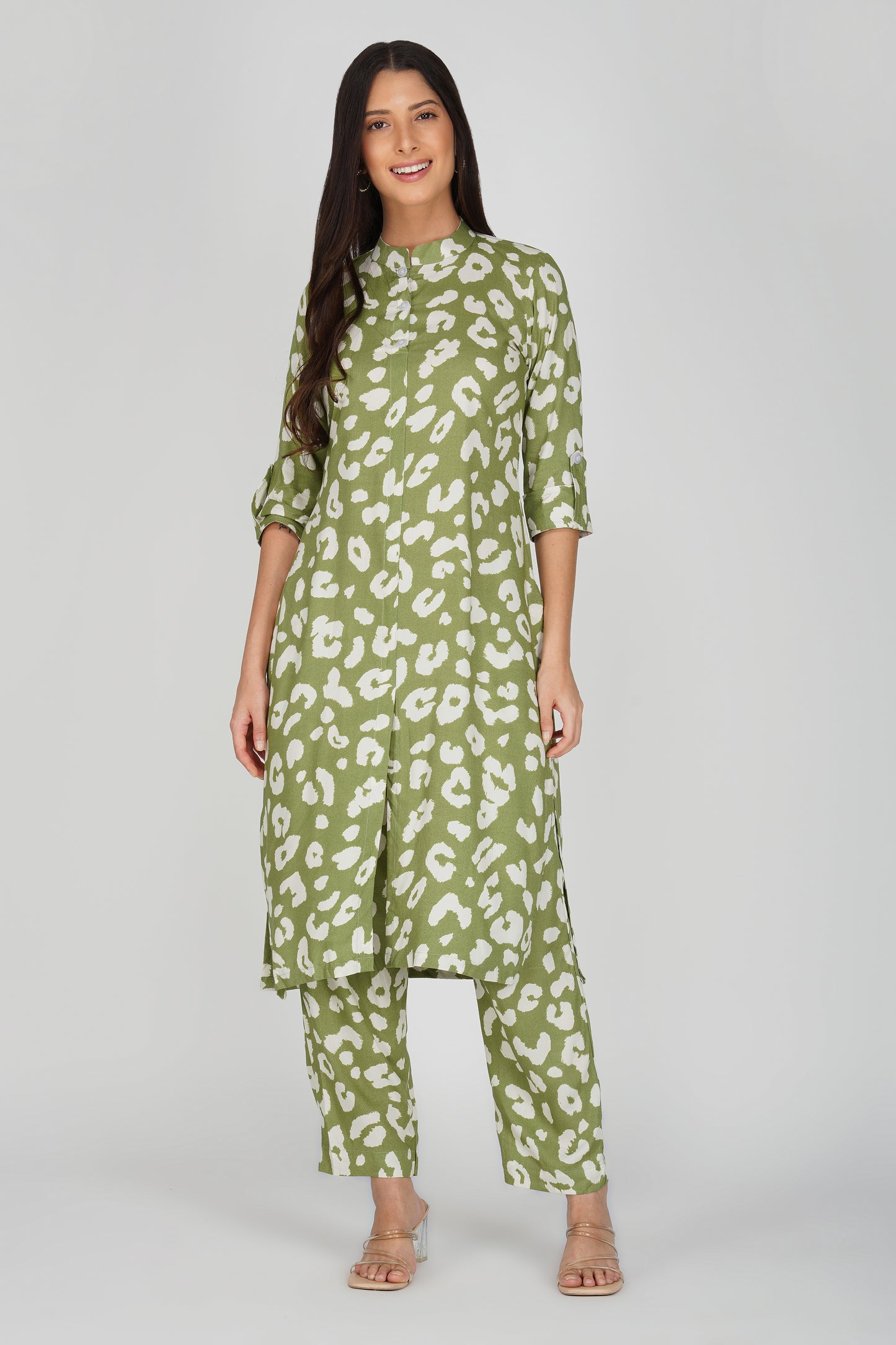 Eleven™ | Olive Green Animal Print Co-ord Set
