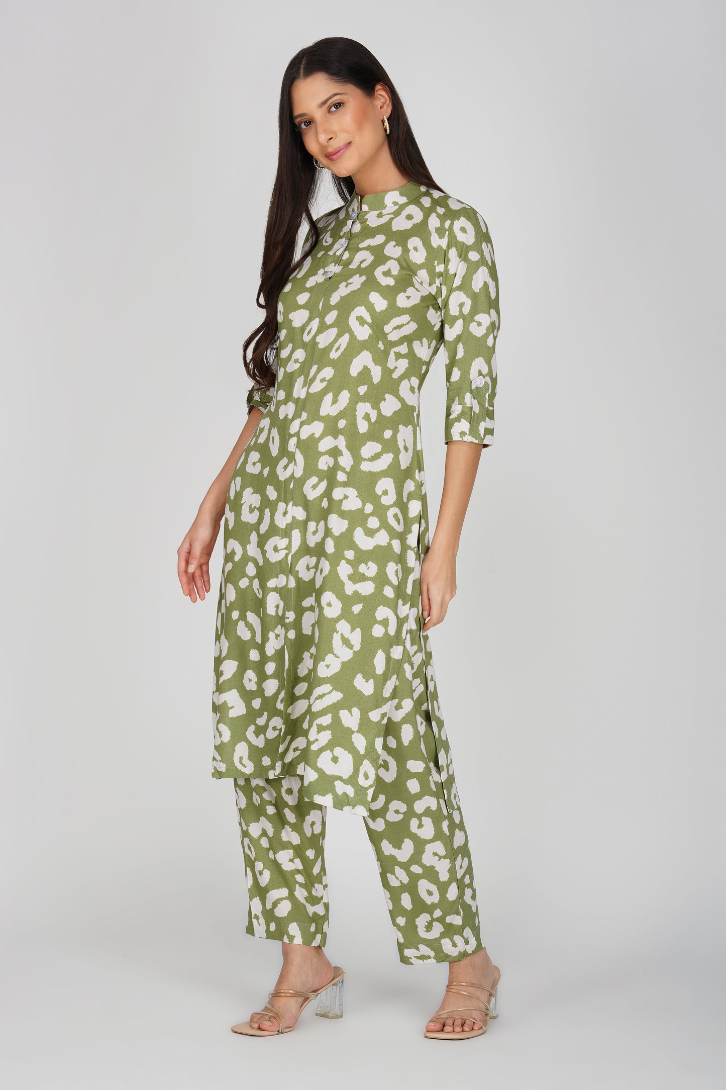 Eleven™ | Olive Green Animal Print Co-ord Set