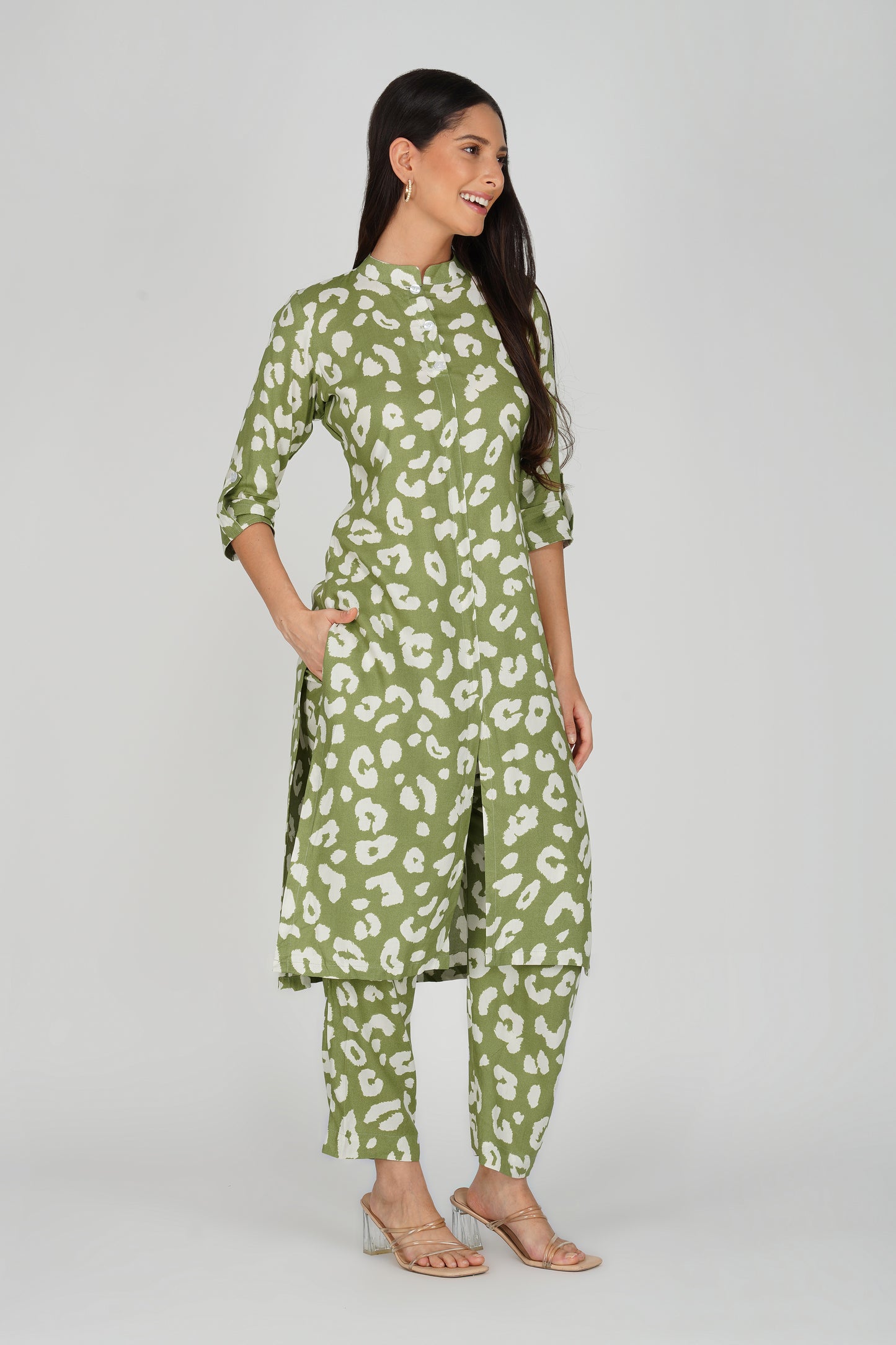 Eleven™ | Olive Green Animal Print Co-ord Set