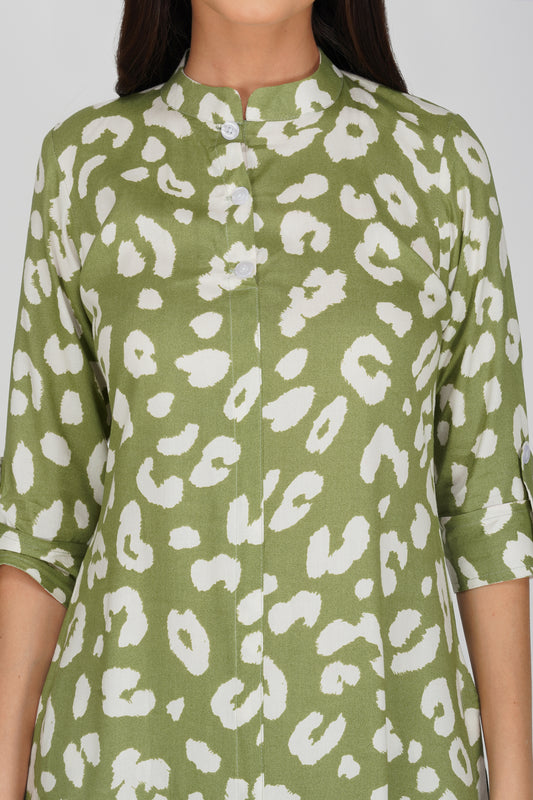 Eleven™ | Olive Green Animal Print Co-ord Set
