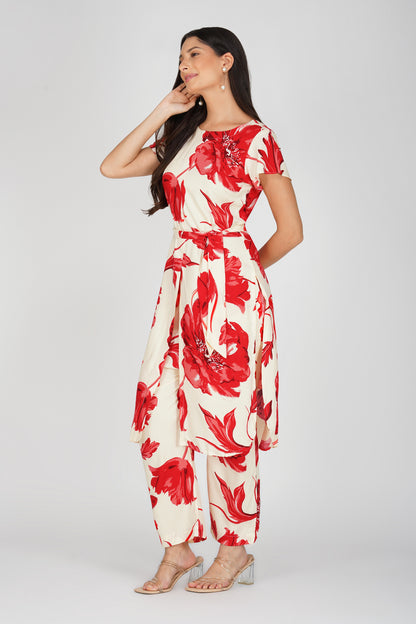 Eleven™ | Red & Ivory Floral Co-ord Set