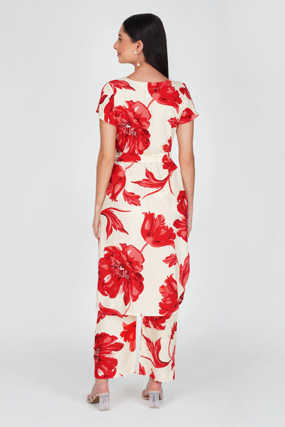 Eleven™ | Red & Ivory Floral Co-ord Set