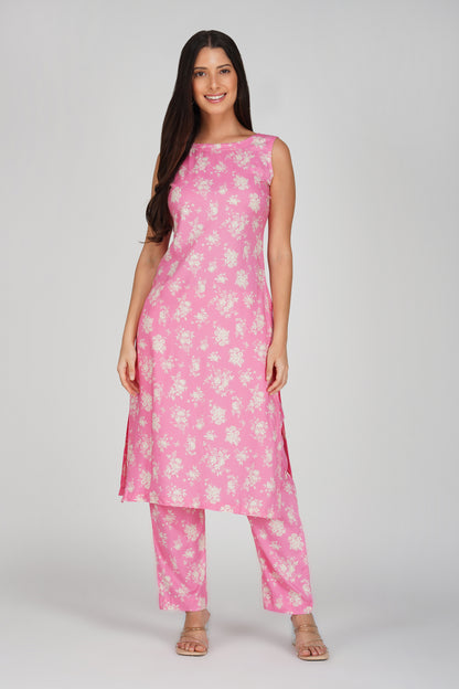 Eleven™ | Pink Blush Bloom Ethnic Kurti Set